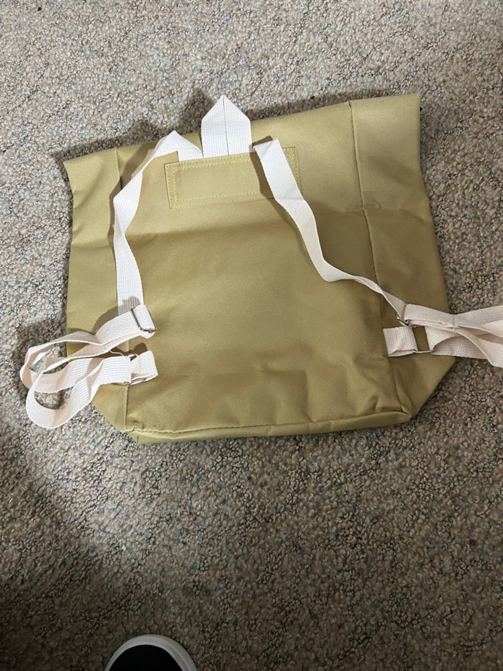 McDonald's Yellow Logo Gold Roll-Top Back Pack Messenger Bag with Cream Strap - Picture 2 of 4